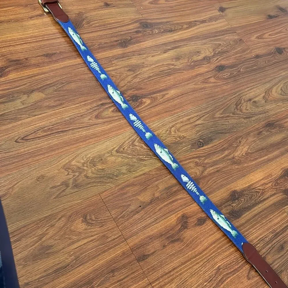 Tucker Blair needlepoint fish bonefish belt size 32